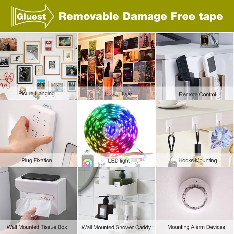 Gluest Double Sided Tape Heavy Duty,0.39INx 16.5FT Removeable Mounting Tape No Damage Wall Tape Damage Free Picture Hanging Strips,Strong Adhesive Strips Foam Tape for Home Office Decor Poster Art Craft - Image 5